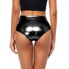 Kepblom Metallic High Waisted Booty Shorts Women's Shiny Cheeky Dance Festival Rave Bottoms (Black,S)