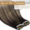 Ve Sunny Tape in Ombre Hair Extensions Brown Blonde Tape in Extensions Human Hair Invisible Tape in Hair Extensions Real Human Hair Dark Brown Ombre Golden Blonde Mix Platinum Blonde 20pcs 50g 20in
