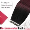 Moresoo Burgundy Tape in Hair Extensions Balayage Off Black to Burgundy Hair Extensions Real Human Hair Tape in Ombre Human Hair Tape in Extensions Balayage 16 Inch #1B/99J 20pcs 50g