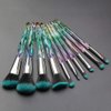Makeup Brushes Crystal Handle Set, Tenmon 10 PCS Crystal Transparent Handle Kabuki Powder Foundation Brush Concealer Eye Shadow Eyeliner Eyebrow Brush (Green)