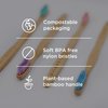 Bamboo Toothbrush 4-Pack & Compostable Silk Dental Floss with Refillable Glass Holder | Biodegradable Oral Care Set | Soft BPA-Free Bristles | Natural Eco-Friendly Gifts for Men & Women | Moso Handle