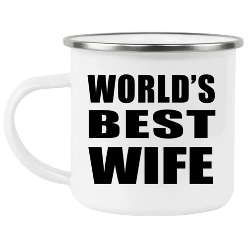 Designsify Gifts, World's Best Wife, 12oz Camping Mug Stainless Steel Enamel Tea-Cup with Handle, for Birthday Anniversary Mom Dad Parents Fathers Mothers Day Party, to Men Women Him Her Friend Mom