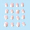 Press on Nails Short Fake Nails Square False Nails with White Ombre Press ons Designs Acrylic Nails Press on Artificial Nails Stick on Nails For Women Girls 24Pcs