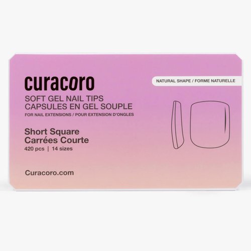 Curacoro Natural Nail Soft Gel Tips - 420Pcs Soft Gel Nail Extension, 14 Sizes Clear Full Cover Acrylic Tips, Long-Lasting Salon Quality, Easy to Wear & Natural Look