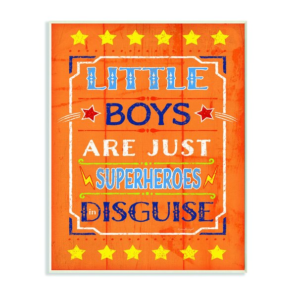 The Kids Room by Stupell Little Boys are Just Superheroes in Disguise Textual Art Wall Plaque, 11 x 0.5 x 15, Proudly Made in USA