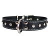 Genuine Black Leather Rhinestone Dog Collar 1"x20" Fits 14"-18" Neck