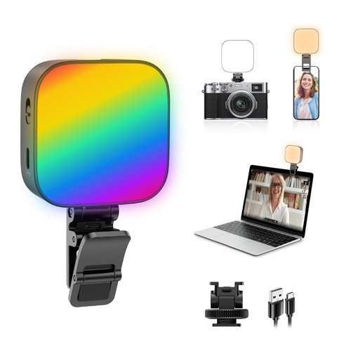 Ulanzi U60 RGB Video Light, Portable LED Camera Light with 360° Color CRI≥95 2500-9000K Dimmable Panel Lamp,2500mAh LED Panel Photography Lighting w Quick Release Cold Shoe Adapter and Clip-Black