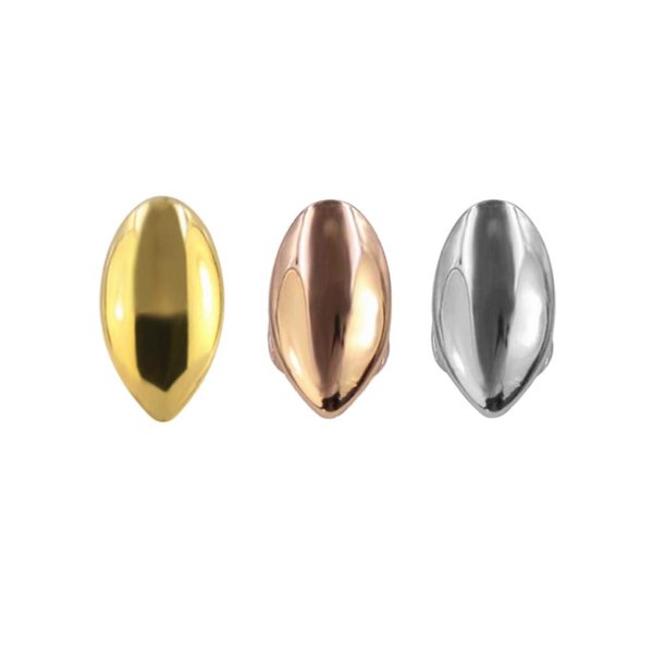 EXCEART 3pcs Single Teeth Cap Hip Hop Teeth Plain Brace Grills Brace Golden Silver Rose Gold Tooth Vampire Fang Veneer Cap for Rapper Party Costume