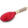 Bestbling Hair Brush - Detangle Hair and Comb, Massage Cushion, Anti-static, Smooth and Sleek Hair, Luxury Rhinestone Design Suitable for Women (Round red)