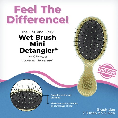 Wet Brush Squirt Detangler Hair Brushes - Jade, Geo - Mini Detangling Brush with Ultra-Soft IntelliFlex Bristles Glide Through Tangles with Ease - Pain-Free Comb for All Hair Types