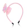 XIELIME Glitter Butterfly Headbands for Girls Women, Pink Sequin Butterfly Shaped Hair Hoop Cute Sparkly Hairband Elastic Butterfly Hair Accessories for Kids Teen Girls Women Party Favors, 1PCS