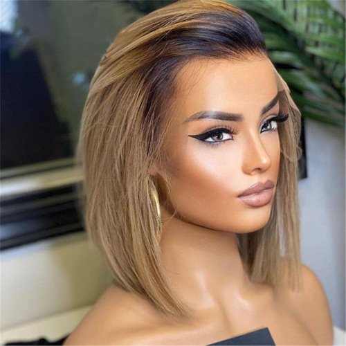 Nicy Ashy Blonde 13X6 HD Transparent Lace Front Bob Wig Human Hair Pre Plucked with Baby Body Wave Bob Wig Glusless Human Hair Wigs For Women Invisible Lace Wig Virgin Hair (16inch, 13X4 highlight)