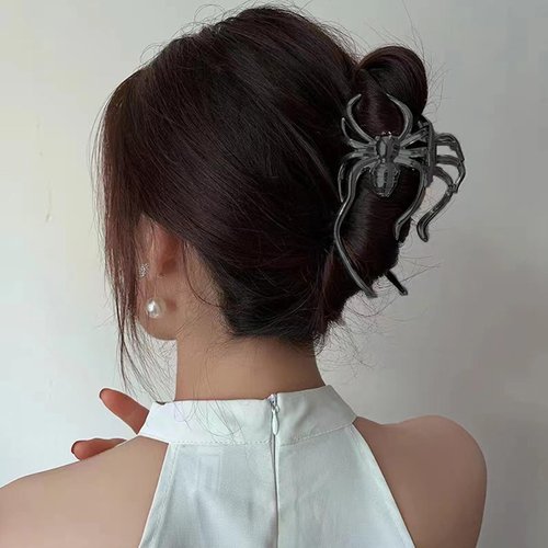 FRUZJAY Black Spider Hair Clips Halloween Hair Claw Clips Metal Spider Hair Jaw Clamps Punk Hair Clamp Y2K-Style Hair Accessories Gothic Hair Barrettes Cute Spider Halloween Hair Decoration for Women