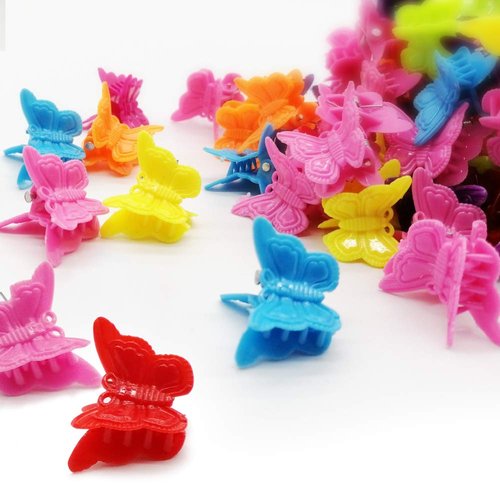 Butterfly Hair Clips, 100 Packs Assorted Color Beautiful Mini Butterfly Hair Clips Hair Accessories for Girls and Women（Random Color）By Xloey