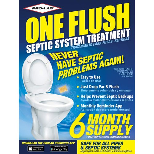 ONE FLUSH - Septic Tank Treatment Packets, 6-Month Supply of Easy-Flush Bacteria & Enzyme Packets - Proactive Prevention for Sewage Backups, Made in the USA