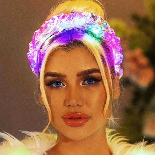 Light Up Headband Laser Luminous Hair Band Flash Glitter Headpiece Led Glow Tiara Headbands Nightclub Festival Costume Headwear Party Rave Holiday Decoration Hair Accessories for Women (Style A)
