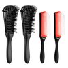 Linkidea 4 Pack Detangling Octopus Brush and Cushion 9 Row Nylon Bristle Styling Brush, Flexible Bristles Detangling Styling HairBrush