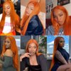 V'NICE Orange Lace Front Wig 13×2.5 Long Straight Glueless Heat Resistant Fiber Hair Synthetic Lace Front Wigs for Fashion Women Cosplay Daily Wear