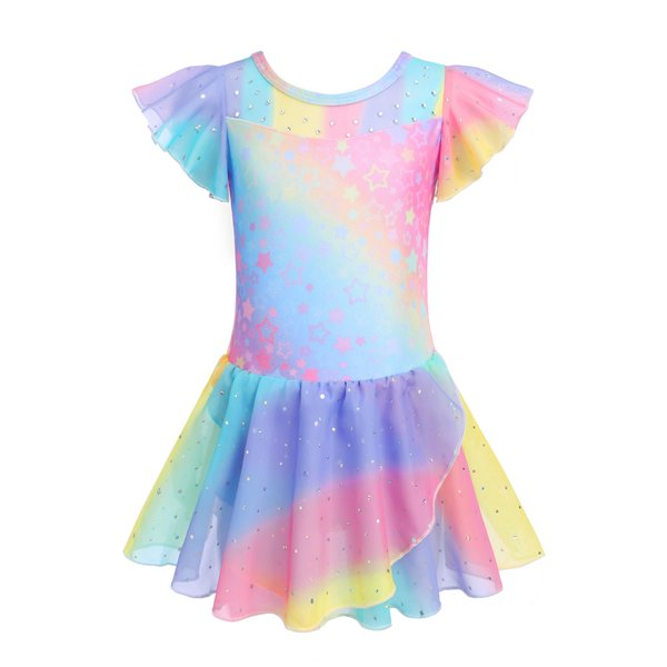 Zaclotre Girls Ballet Leotards Ruffle Sleeve Sparkle Dance Leotard Toddler Ballerina Dress Outfits