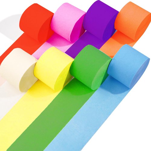 Captain Décor 8 Crepe Paper Streamers Rolls, 656ft Value Pack of Unique 8 Rainbow Colors – Each Roll 82 Feet Long & 1.8 Inch wide – Wonderful Decoration for Party, Birthday, Wedding, Other Celebration