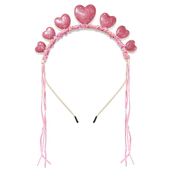 MOLOCH Valentine's Day Headband for Women Glittel XOXO Heart Hairband Pink Love Tassel Headband Galentine's Day Hair Accessories Gifts