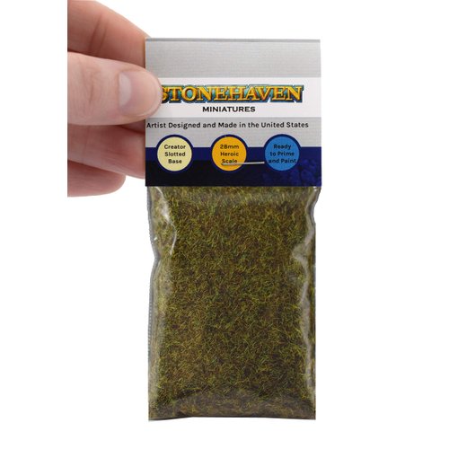 Stonehaven Miniatures Static Grass, Warm Green - 2mm Length Fibers - Master Quality Base & Scenery Flock - Realistic Texture & Detail - for 28mm Scale Table Top War Game Miniatures - Made in USA