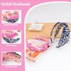 BEGOOD Headbands for Women Knotted Wide Headbands Womens Top Knot Hairband Fashion Head Bands Turban Hair Accessories for Girls 2Pcs Pink and Blue Floral