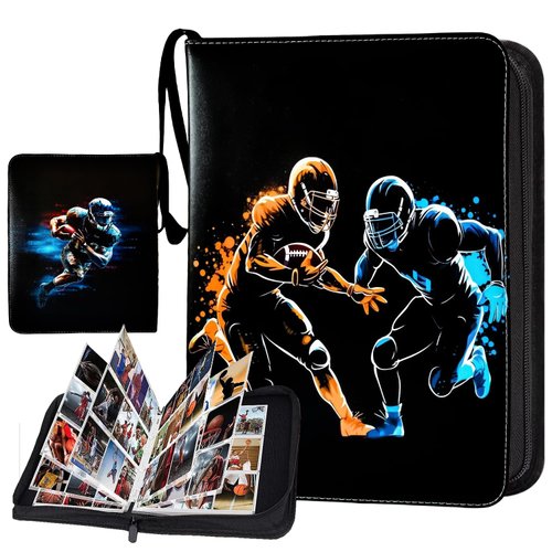Football card binder, trading card binder, card binder, 9 Pocket with 40 Removable Sleeves, football card, binder football, collectible card, collectible card albums football card book 720 Pockets
