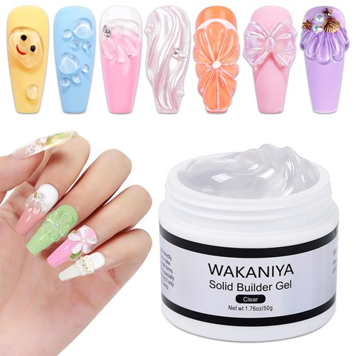 WAKANIYA Solid Gel Builder For Nails 3D Sculpting Gel For Nail Art Non-Sticky Hand Carving Gel 3D Clear Gel Nail Art For Nails Salon UV Home DIY