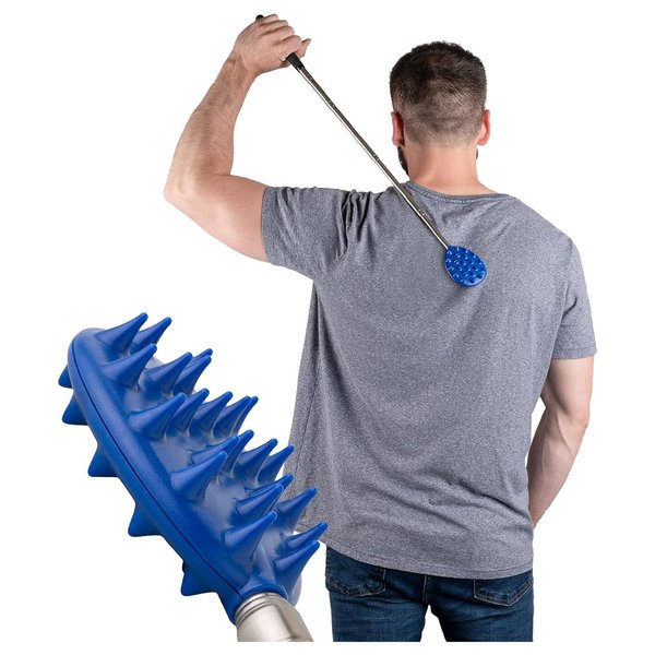 Cactus Scratcher Back Scratcher On A Big Stick, Retractable Backscratchers for Men, Women & Kids, One-Hand Itch-Relief Scratchers with Long Handle, Extendable to 29 Inches, Blue