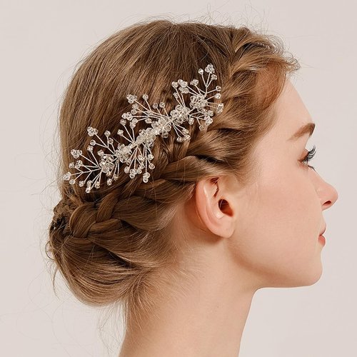 BERYUAN Bridal Crystal Rhinestone Flowers Headpiece Silver Rhinestone Crystal Hair Comb Dainty Rhinestone Hair Comb for Women for Wedding Party