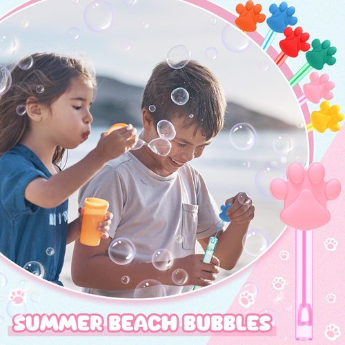 Shappy 32 Pcs Bubble Wands Bulk for Kids 6 Colors Bubbles for Birthday Decoration Party Supplies Gifts for Boys Girls(Dog Paws)