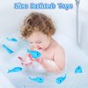30 Pieces Rubber Sharks Blue Rubber Bath Sharks Cute Squeezable and Squeak Shark Small Rubber Sharks Bathtub Swimming Rubber Sharks Toys for Birthday Shower Bathtub Pool Party Favors