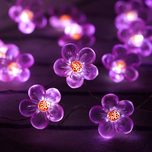 HDNICEZM Flower String Lights，Fairy Pink Cherry Blossom String Lights 21ft 40 LEDs Waterproof USB Plug in Fun Room Lights for Spring, Nursery, Wedding, Dorm, Girls Bedroom, Baby Carriage Decoration