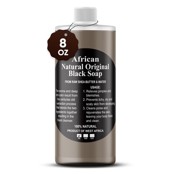HERBOGANIC African Black Soap Liquid, Natural Liquid Soap From Ghana, Face & Body Wash Supports Moisturizing,Dry Skin, Scars and Dark Spots (8 fl oz)…
