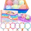 MADO Unicorn Bath Bombs with Surprise Inside for Kids Girls, Lavender Bath Bombs Birthday Gifts for Kids Surprise Gifts, Organic Bath Bombs Unicorns Gifts with Jewelry Inside Princess Toys