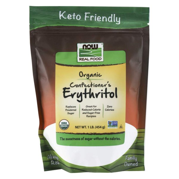 NOW Foods, Organic Confectioner's Erythritol Powder, Replacement for Powdered Sugar, Zero Calories, 1-Pound (Packaging May Vary)