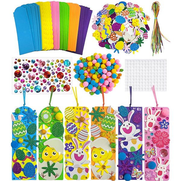 30 Sets Easter Crafts for Kids, DIY Foam Bookmarks, Easter Crafts Kits with Self-Adhesive Easter Stickers for Kids Spring Classroom Activities Party Favors Easter Decoration Art Project