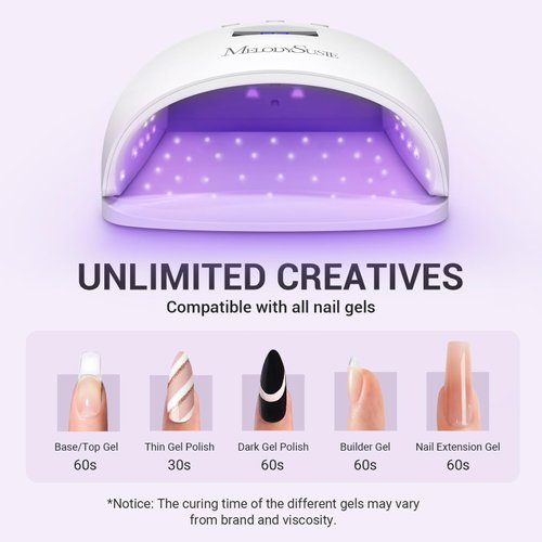 Melodysusie UV Nail Lamp, Plus30T UV Light for Gel Nails True 54W Professional Led Nail Dryer with 3 Timer, Smart Sensor, LCD Display, Detachable Tray Fast Curng Nail Art Tools Manicure Accessories