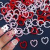 ROFIBUT Heart Pearls Nail Charms Acrylic Pearls 3D Nail Art rhinestones Cute Nail Gems Valentines Nail Art Supplies Red Pink White Hollow Heart Pearls Nail Diamond for Crafts Jewelry Accessories 90Pcs