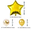 16 inch Happy Birthday Balloons Decorations Set- 13 pcs Letter Balloons Banner,2 pcs Giant Star Foil Balloons,4 pcs Confetti Balloons,6 pcs Latex Balloons (Gold)