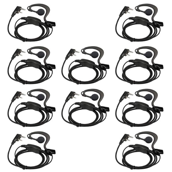 Retevis Case of 10, Two Way Radio Earpiece with Mic Single Wire Earhook Headset Compatible with Baofeng BF-888S UV-5R H-777 RT22 Arcshell AR-5 Walkie Talkies
