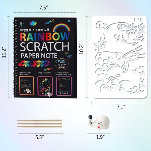 Mocoosy 3 Pack Scratch Art Paper Notebooks - Rainbow Magic Scratch Off Paper Set for Kids Arts Crafts, Black Scratch Note Pad for Writing 3-12 Year Old Girls Boys Party Favor Game Project Kit