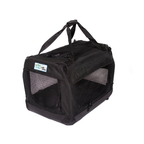 GoGo Pet 3-Door Soft Dog Crate, Medium 36" L x 25" W x 25" H, Black