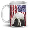 American Cream Draft Horse Mug 15oz White Ceramic Coffee Cup - American Patriotic Themed Design Gifts for Horse Lovers