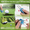 3 Pieces Golf Divot Repair Tool Stainless Steel Foldable Golf Repair Tool Magnetic Golf Ball Marker Tool with Pop Up Button Portable Golf Repair Tool (Black, Red, Blue)
