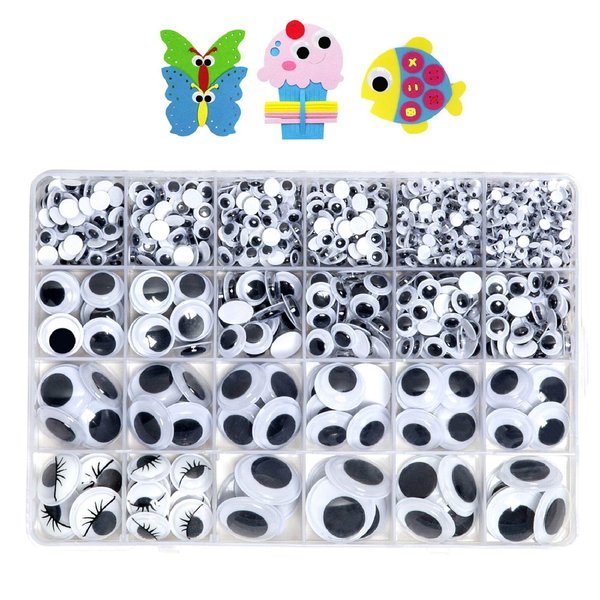 1210pcs Googly Wiggle Eyes Self Adhesive, for Craft Sticker Multi Sizes 4mm to 25mm for DIY by ZZYI
