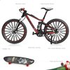 Risopen 1:8 Scale Finger Bike Bicycle Model Toy Mini Bike Model Toy Bicycle Ornament for Home Decorated Metal Die-cast Red Bike Model Decoration with Finger Skateboard Toy Figure Kit for Kid Adult