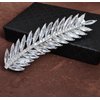 OBONNIE Silver Tone Sparkling Clear CZ Flower Leaf Bowknot Hair Barrette Clip for Bridal Women (Leaf)