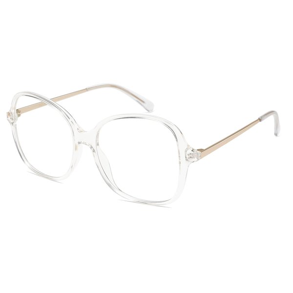 SOJOS Oversized Square Blue Light Blocking Glasses for Woman Big Frame TR90 Clear Lens Eyeglasses SJ5097, Crystal Frame/Anti-Blue Light Lens